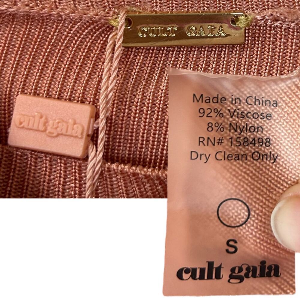 Cult Gaia NWT Women's 'Alice' Cropped Top Cardigan Knit Cantaloupe Orange Small - Picture 6 of 12